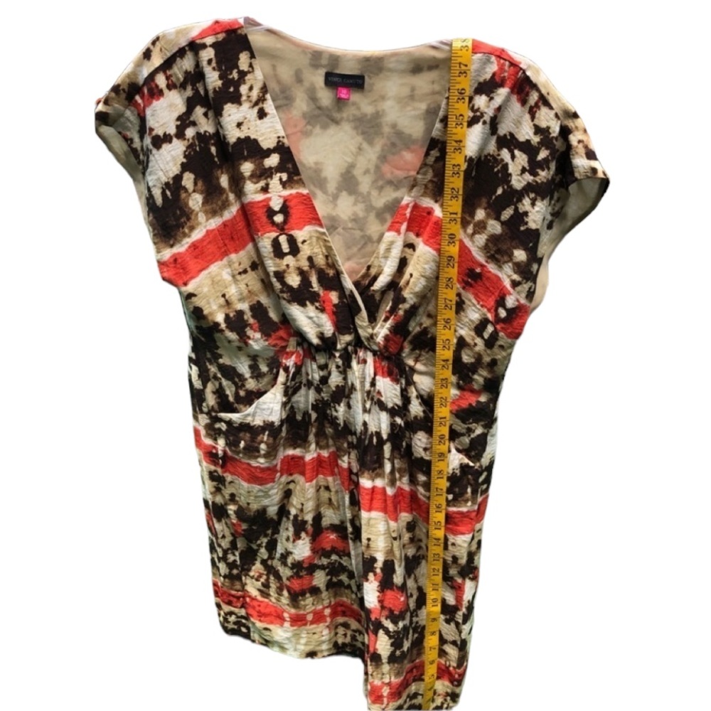 Vince Camuto size 10 orange ,brown Aztec print dress pockets above the knee